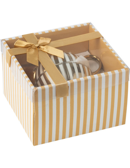 Théière égoïste design chic 420 ml Porcelaine Doré Blanc Motif rayures Orénia