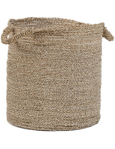 Panier de rangement bohème chic 2 poignées Rond 40 cm Jonc de mer Naturel Tressé The Sensity 