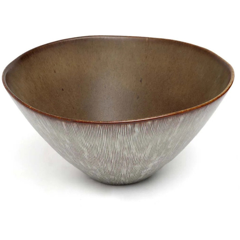 Grand Saladier rond 26 cm Grès Greige Marron The Peniche 