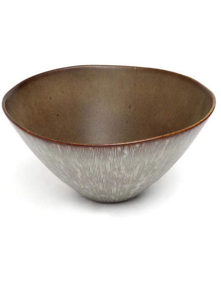 Grand Saladier rond 26 cm Grès Greige Marron The Peniche 