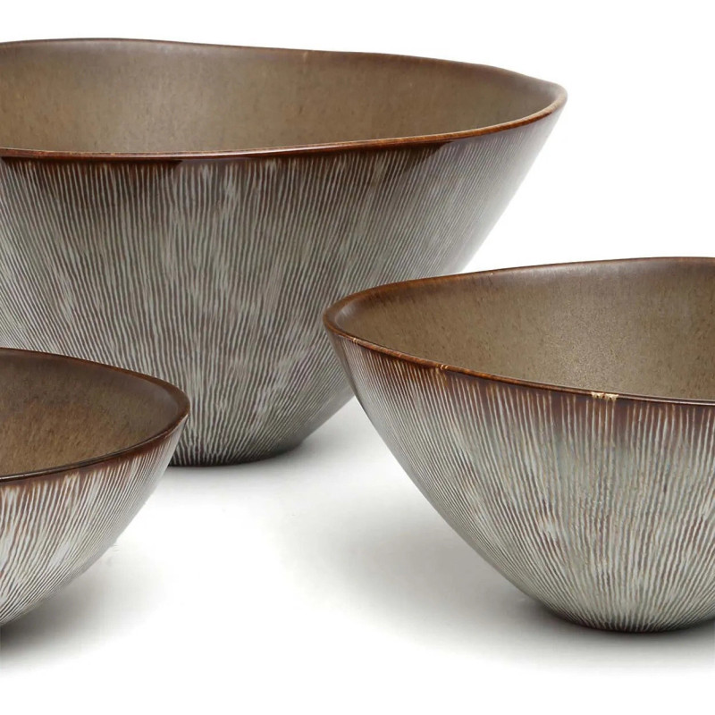 Grand Saladier rond 26 cm Grès Greige Marron The Peniche 