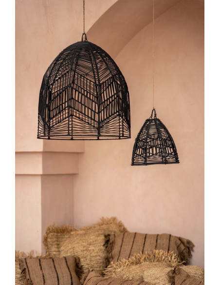 Abat-jour pour suspension 20 cm Rotin Noir The Bala 