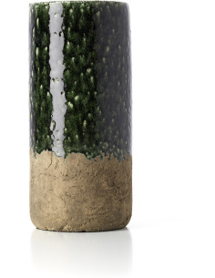 Vase wabi-sabi moderne Cylindrique H 38 cm Grès Vert Beige béton The Moss 