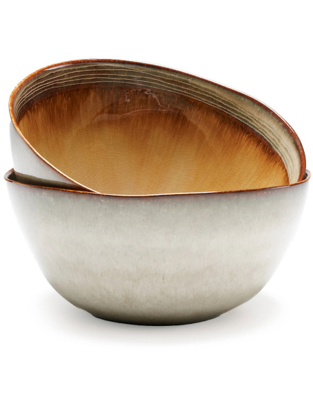 Saladier original rond 26 cm en Céramique Gris Marron The Comporta 