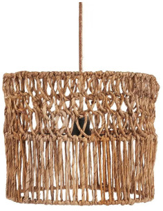 Abat-jour bohème cylindre Hauteur 26 cm Feuille de bananier Naturel Tressé The Takuhanki 