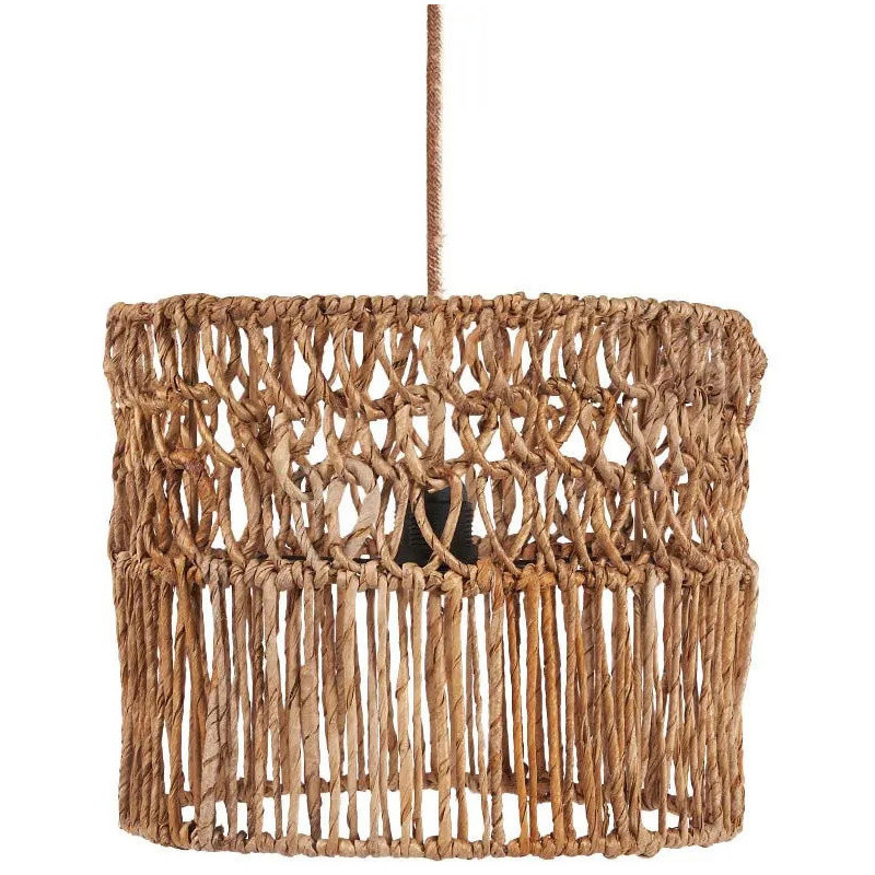 Abat-jour bohème cylindre Hauteur 26 cm Feuille de bananier Naturel Tressé The Takuhanki 