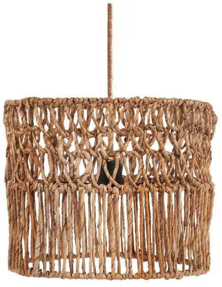 Abat-jour bohème cylindre Hauteur 26 cm Feuille de bananier Naturel Tressé The Takuhanki 