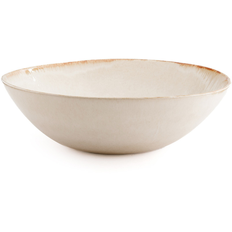Saladier rond 27 cm Grès Blanc cassé Marron The Cascais 
