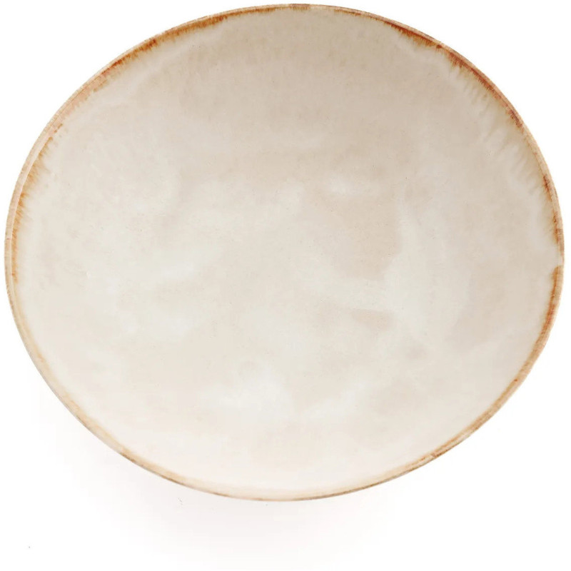 Saladier rond 27 cm Grès Blanc cassé Marron The Cascais 