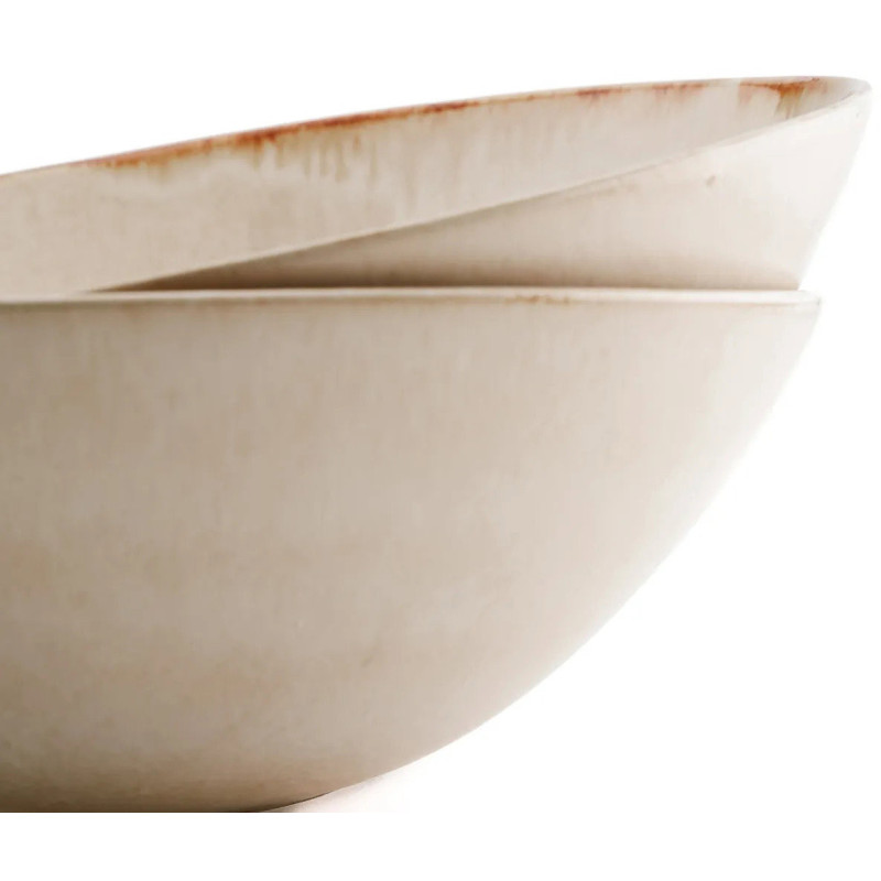 Saladier rond 27 cm Grès Blanc cassé Marron The Cascais 