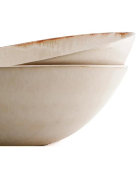 Saladier rond 27 cm Grès Blanc cassé Marron The Cascais 