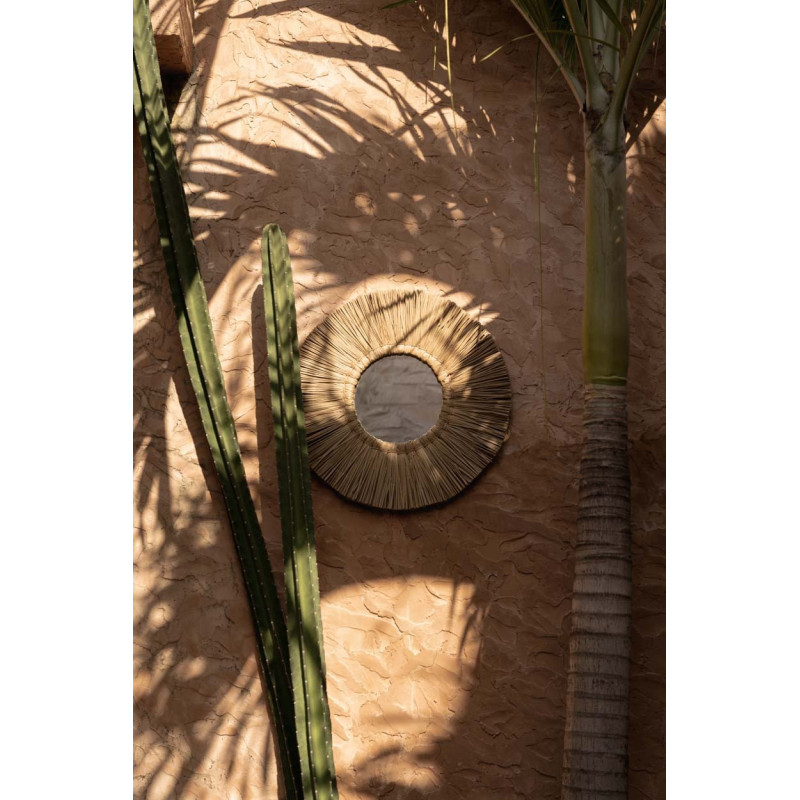 Miroir Mural Rond 45 cm en Herbe Naturel The Alang Alang 