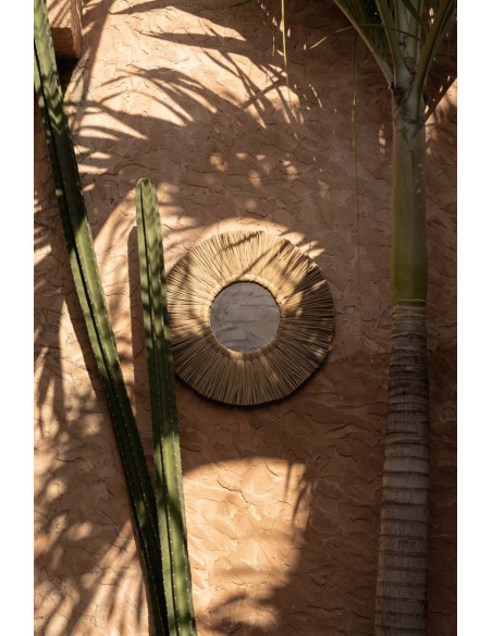 Miroir Mural Rond 45 cm en Herbe Naturel The Alang Alang 