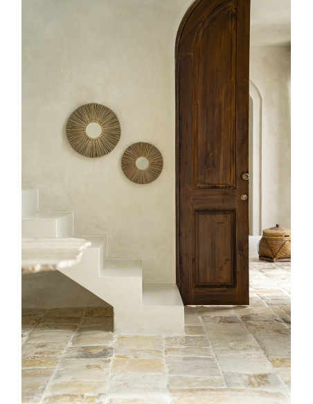 Miroir Mural Rond 45 cm en Herbe Naturel The Alang Alang 