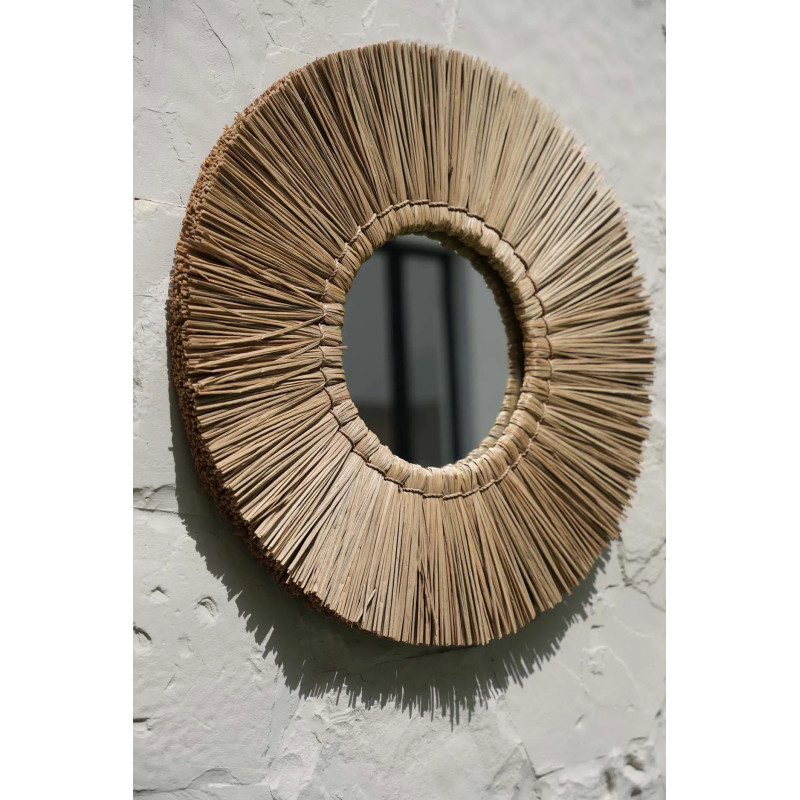 Miroir Mural Rond 45 cm en Herbe Naturel The Alang Alang 