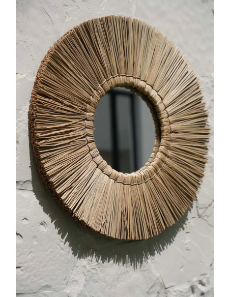 Miroir Mural Rond 45 cm en Herbe Naturel The Alang Alang 