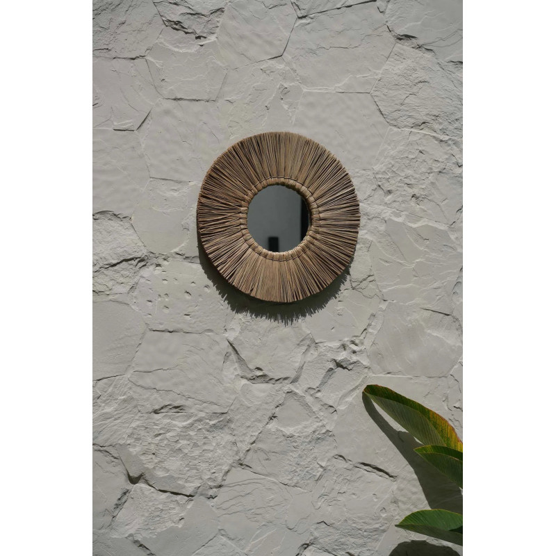 Miroir Mural Rond 45 cm en Herbe Naturel The Alang Alang 