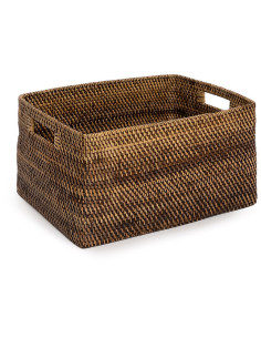 Panier de rangement avec poignées Rectangulaire 36x28 Rotin Naturel Marron Tressé The Colonial 