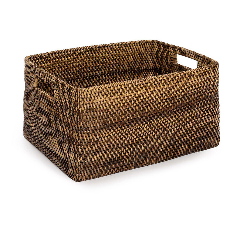 Panier de rangement avec poignées Rectangulaire 36x28 Rotin Naturel Marron Tressé The Colonial 