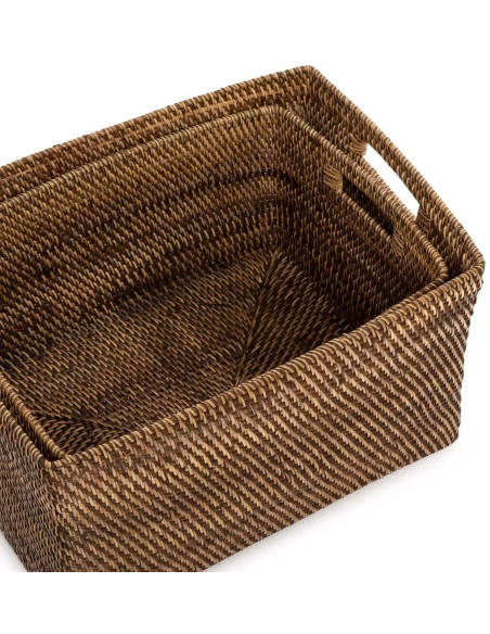 Panier de rangement avec poignées Rectangulaire 36x28 Rotin Naturel Marron Tressé The Colonial 