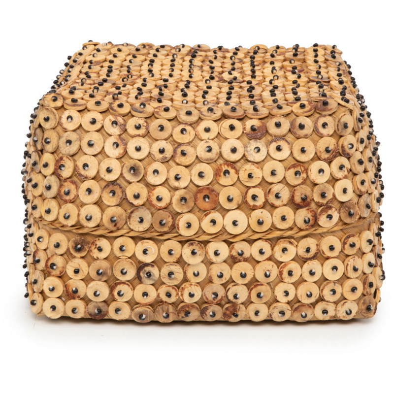 Boîte de rangement originale avec couvercle Carrée 28 cm Bambou Marron Noix de coco The Coconut Shell 