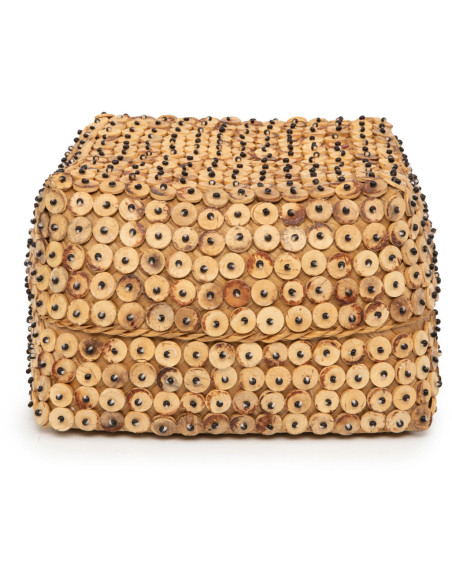 Boîte de rangement originale avec couvercle Carrée 28 cm Bambou Marron Noix de coco The Coconut Shell 