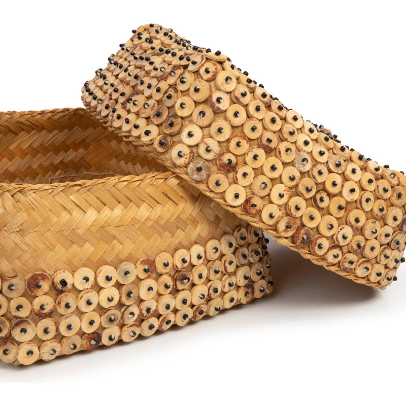 Boîte de rangement originale avec couvercle Carrée 28 cm Bambou Marron Noix de coco The Coconut Shell 