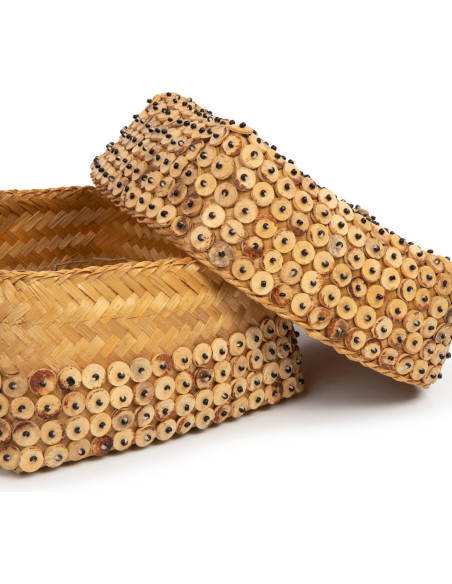 Boîte de rangement originale avec couvercle Carrée 28 cm Bambou Marron Noix de coco The Coconut Shell 