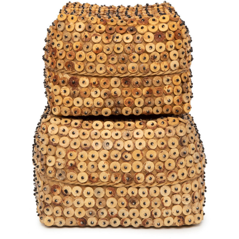 Boîte de rangement originale avec couvercle Carrée 28 cm Bambou Marron Noix de coco The Coconut Shell 