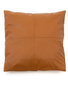 Housse de coussin XL Carrée 60x60 en Cuir véritable Marron camel The Four Panel Leather 
