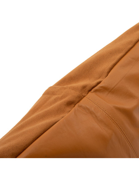 Housse de coussin XL Carrée 60x60 en Cuir véritable Marron camel The Four Panel Leather 