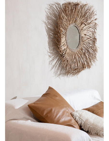 Housse de coussin XL Carrée 60x60 en Cuir véritable Marron camel The Four Panel Leather 