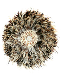 Décoration murale originale Jujuhat balinais 50 cm en Plume Gris Marron Coquillage Blanc The Coastal 
