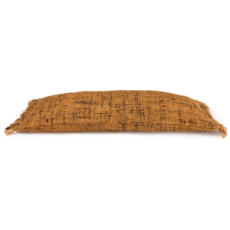 Housse de coussin XL Rectangulaire 100x35 en Coton Cannelle Noir avec franges The Oh My Gee 