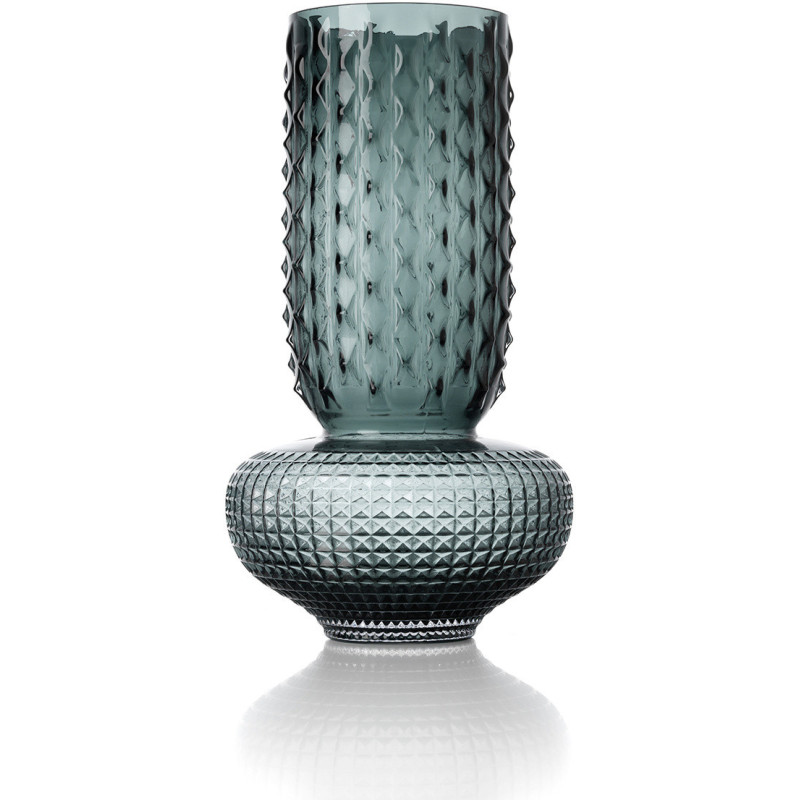 Vase design art déco H 38 cm Verre recyclé Bleu The Sapphire Jewel 