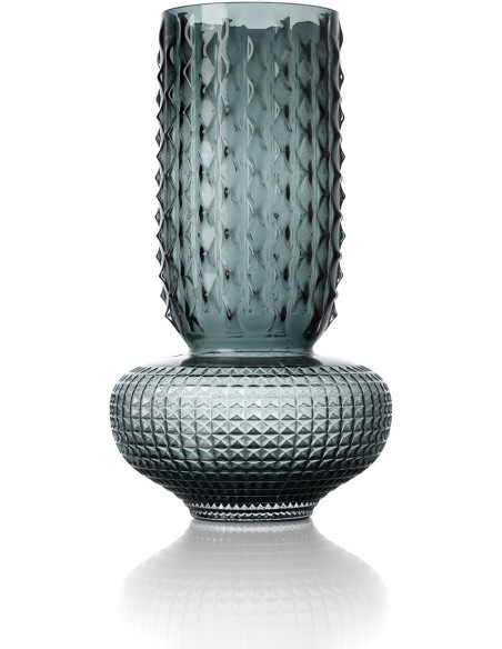 Vase design art déco H 38 cm Verre recyclé Bleu The Sapphire Jewel 