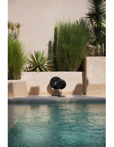 Sculpture moderne sur pied Disque Hauteur 35 cm en Marbre Métal Noir The Disk 