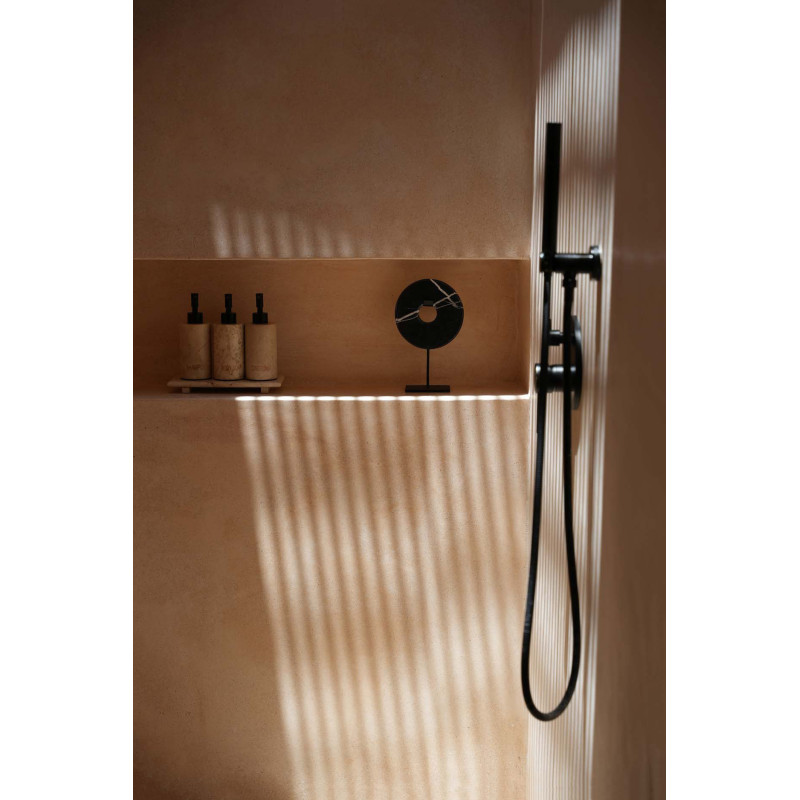 Sculpture moderne sur pied Disque Hauteur 35 cm en Marbre Métal Noir The Disk 