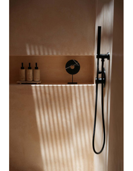 Sculpture moderne sur pied Disque Hauteur 35 cm en Marbre Métal Noir The Disk 