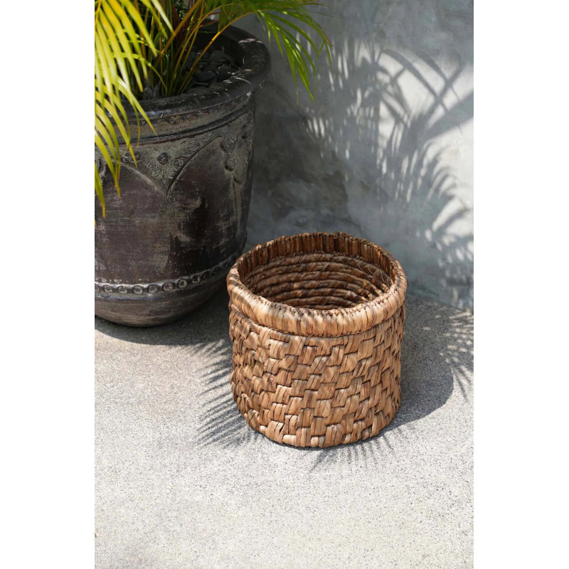 Panier de rangement bohème Rond 36 cm Jacinthe d'eau Naturel Tressé The Choppy 