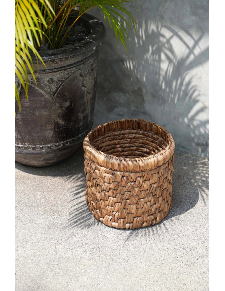 Panier de rangement bohème Rond 36 cm Jacinthe d'eau Naturel Tressé The Choppy 