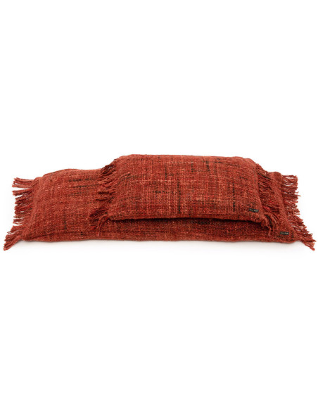 Housse de coussin Rectangulaire 50x30 en Coton Rouge cerise avec franges The Oh My Gee 