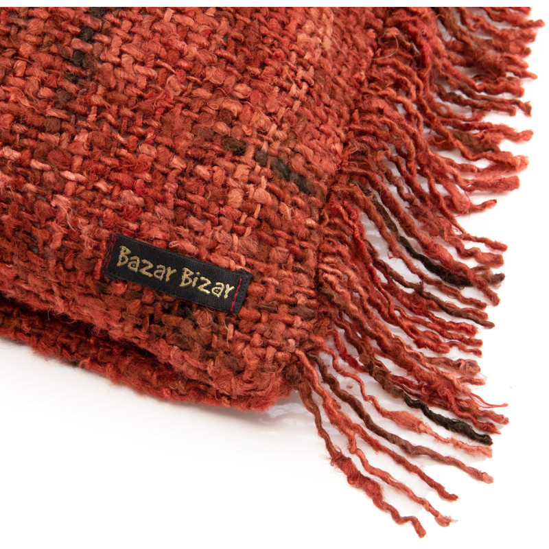 Housse de coussin Carrée 40x40 en Coton Rouge cerise avec franges The Oh My Gee 