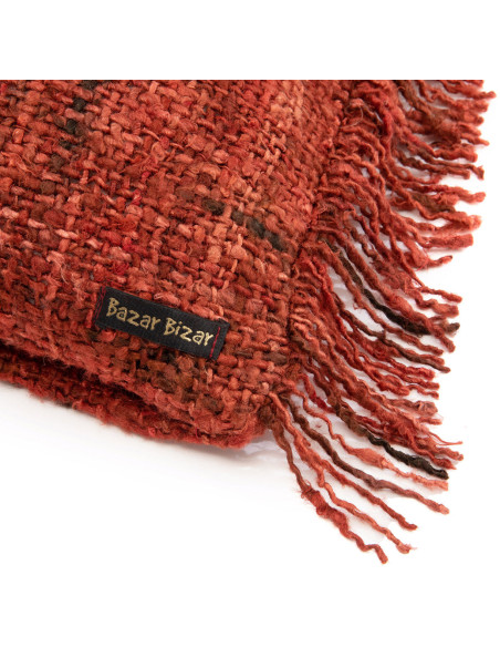 Housse de coussin Carrée 40x40 en Coton Rouge cerise avec franges The Oh My Gee 