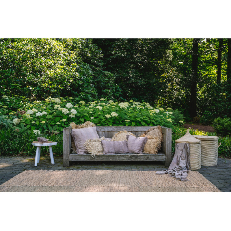 Housse de coussin Rectangulaire 50x30 en Velours Gris béton avec franges The Oh My Gee 