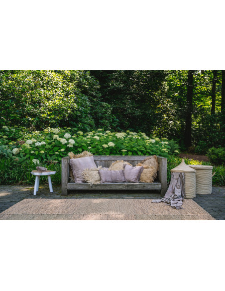 Housse de coussin Rectangulaire 50x30 en Velours Gris béton avec franges The Oh My Gee 