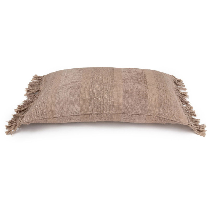 Housse de coussin Rectangulaire 50x30 en Velours Gris béton avec franges The Oh My Gee 