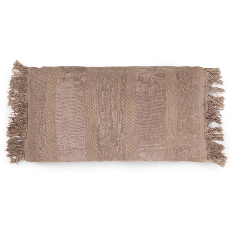 Housse de coussin Rectangulaire 50x30 en Velours Gris béton avec franges The Oh My Gee 