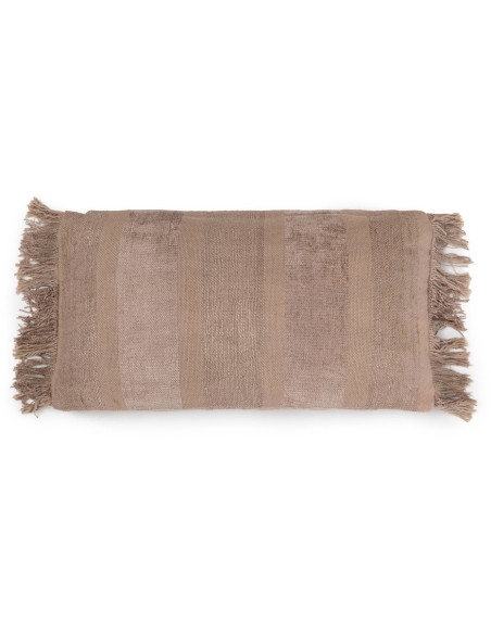 Housse de coussin Rectangulaire 50x30 en Velours Gris béton avec franges The Oh My Gee 