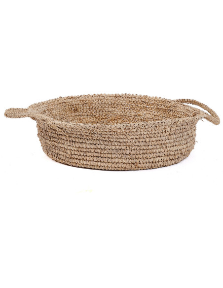 Corbeille de rangement bohème 2 poignées Rond 43 cm Raphia Naturel Tressé The Raffia 